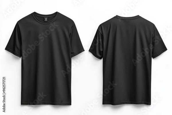 Fototapeta Black Tshirt Mockup Front and Back Isolated created with Generative AI