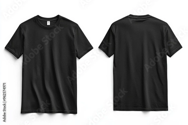 Fototapeta Black Tshirt Mockup Front and Back Isolated created with Generative AI