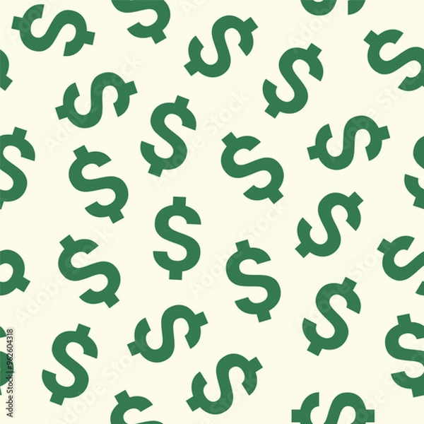 Fototapeta dollar sign seamless pattern in green with transparent background
