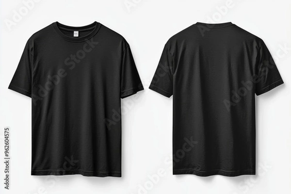 Fototapeta Black Tshirt Mockup Front and Back Isolated created with Generative AI