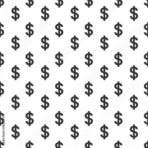 Fototapeta dollar sign seamless pattern in black with transparent background