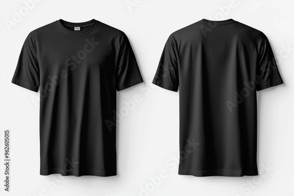 Fototapeta Black Tshirt Mockup Front and Back Isolated created with Generative AI
