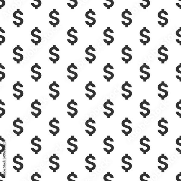 Fototapeta dollar sign seamless pattern in black with transparent background