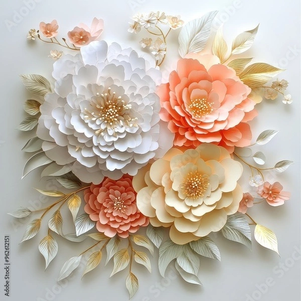 Fototapeta Colorful 3d flower bouquet	
