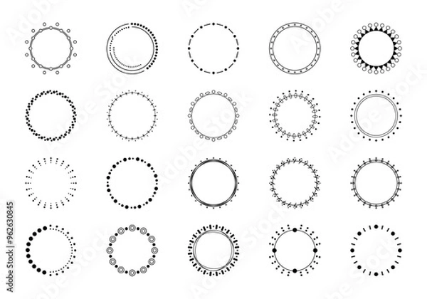 Fototapeta Circle Dotted Frame Element Set