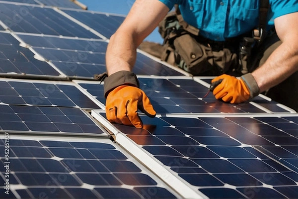 Fototapeta Solar panel installation 