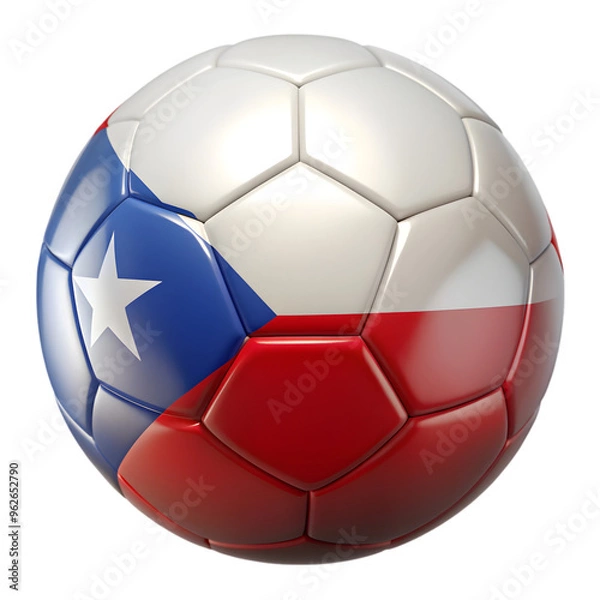 Fototapeta 3d soccer ball with the flag of chilean isolated on transparent background