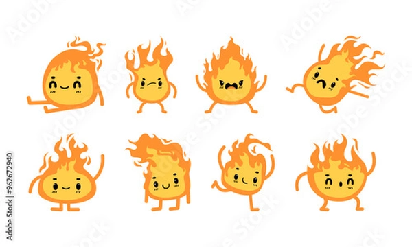 Obraz Cute Fire Character Illustration Element Set 
