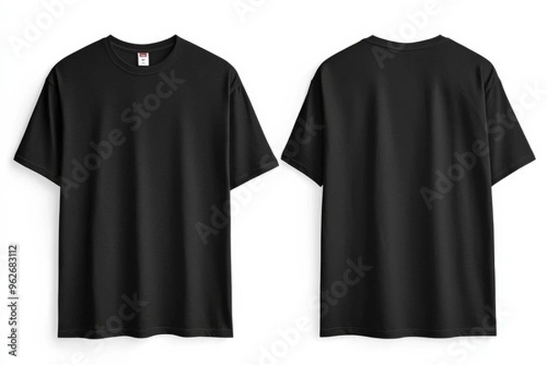 Fototapeta Black Tshirt Mockup Front and Back Isolated created with Generative AI