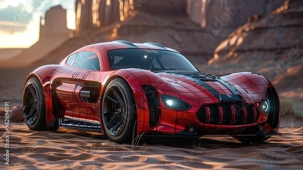 Obraz Car in spider paint face left