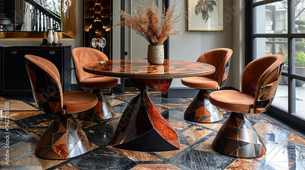 Obraz Elevate your dining experience with the ethereal elegance of this stunning marble table, perfect for both intimate dinners and grand gatherings-2