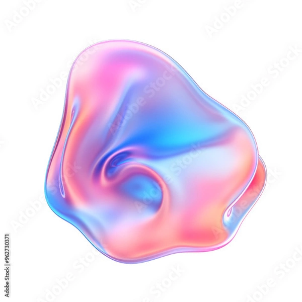 Fototapeta abstract pink blue liquid wave shape form 3d render icon isolated on transparent background cutout