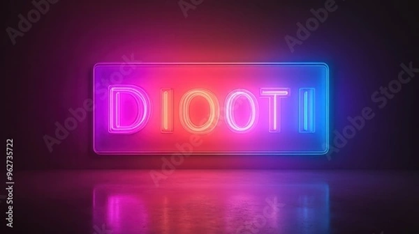 Fototapeta text DISCOUNT. Sale concept background. Neon color.
