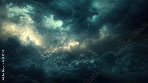 Fototapeta Thunderstorm Clouds and Lightning