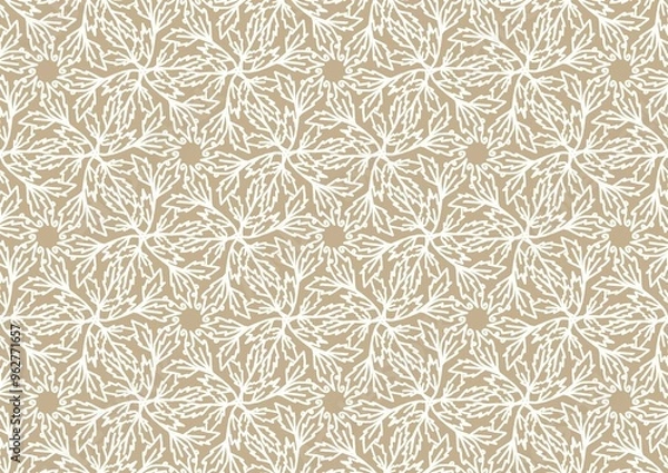 Fototapeta Leaf Branch Tree Kaleidoscope Brown Background Floral Seamless pattern