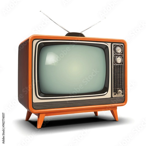 Fototapeta retro tv set with clipping path isolated on transparent, cut out