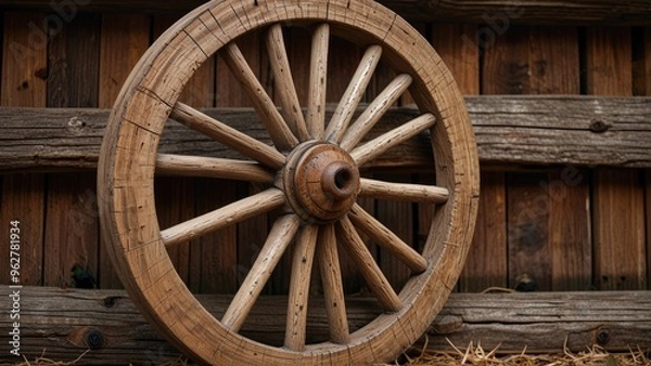 Obraz old wooden wheel