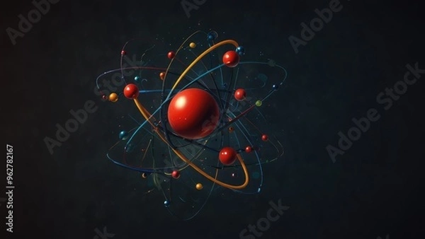 Obraz atom model on black