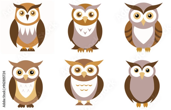 Fototapeta set of owls