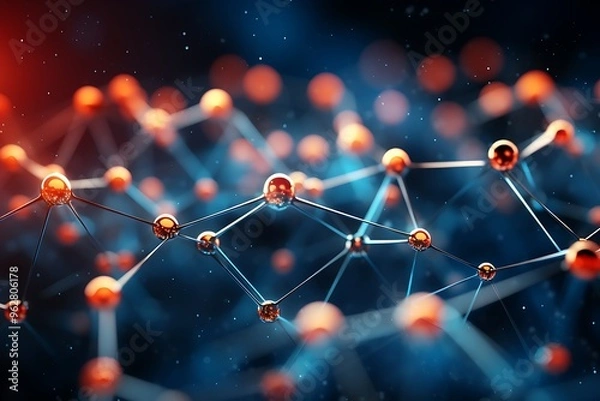 Fototapeta Abstract 3d rendering of network connection structure. Futuristic background.