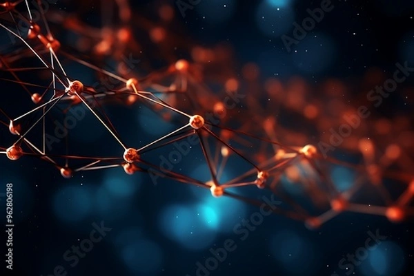 Fototapeta Abstract 3d rendering of network connection structure. Futuristic background.
