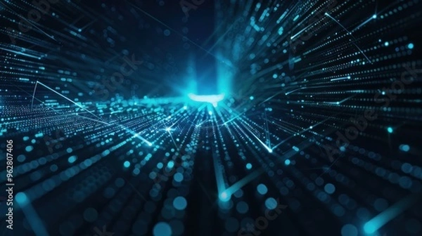 Fototapeta Abstract Digital Network with Glowing Lines and Dots