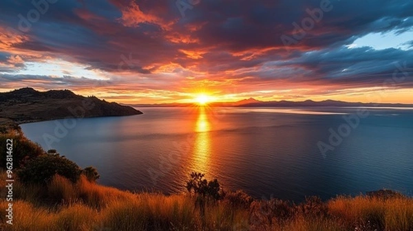 Obraz Breathtaking sunset from Lake Titicaca