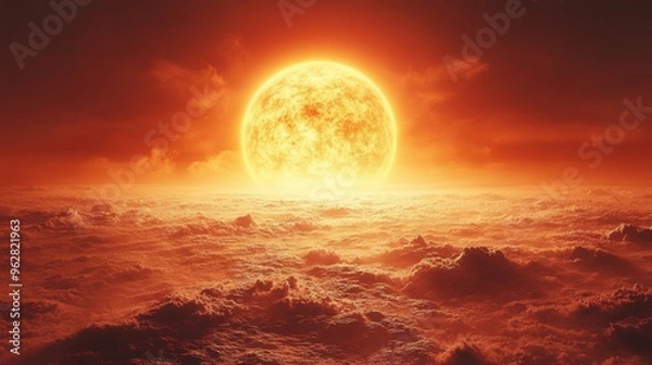Fototapeta Clean Design of Planet with Heatwaves and Space for Text