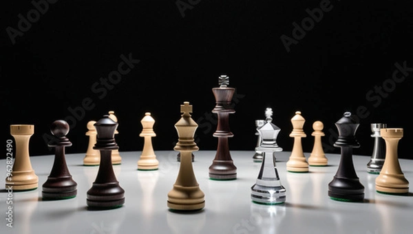 Fototapeta Surreal Chess Pieces in Abstract Setting;