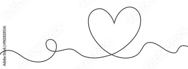 Fototapeta Heart line scribble style decoration element vector illustration. Hand drawn linear love heart design