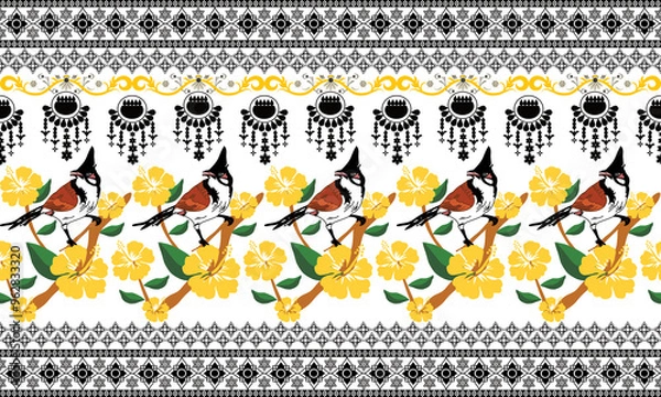 Fototapeta black and white background with flowers