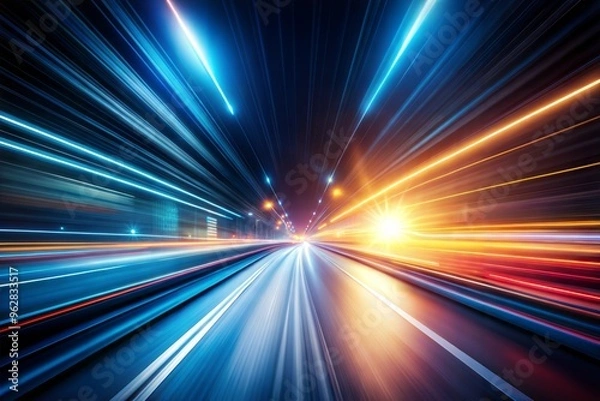 Fototapeta Dynamic light trails in urban nightscape captured in long exposure photography