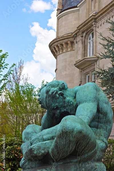 Fototapeta Saint Jerome the Priest statue at the Croatian Embassy. The statue is located in Kalorama District near Sheridan Circle in Washington DC, USA.