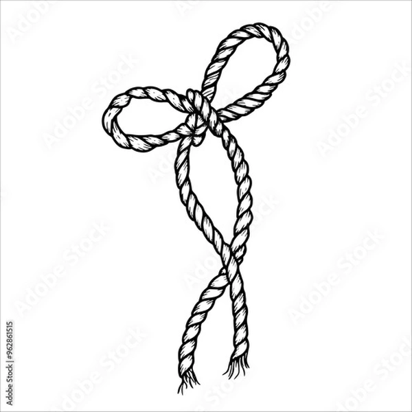 Obraz Hand drawn rope in the form of a bow, nautical collection, vector illustration