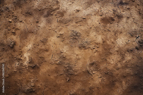 Obraz Processed collage old dry brown clay surface texture. Background for banner, backdrop or texture