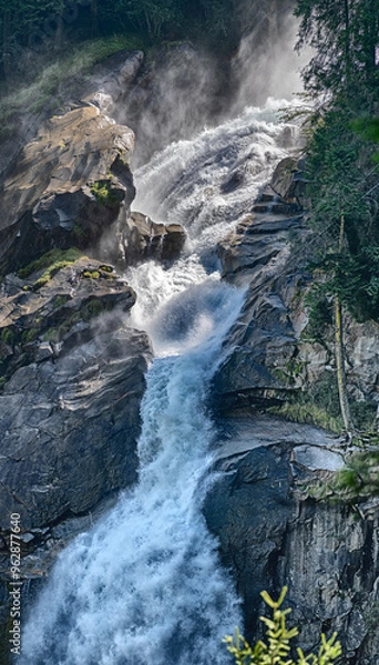 Obraz  middle cascade of the Krimml waterfalls at the national park High Tauern in the region pinzgau of Salzburg, Austria