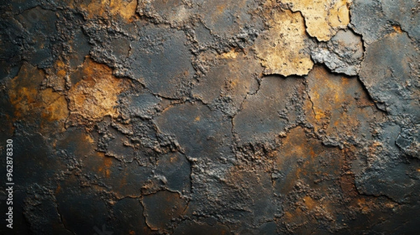 Fototapeta Detailed texture of cracked and weathered concrete wall showcasing natural wear patterns in soft lighting