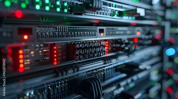 Obraz Close-up of Server Rack in Data Center
