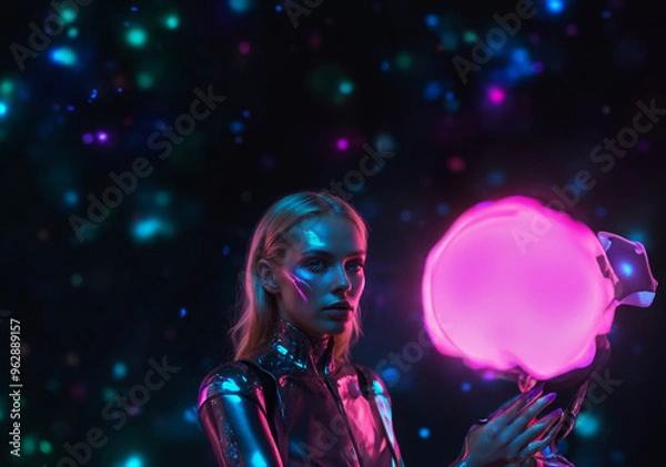 Fototapeta Future humans with sustainable architecture.