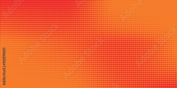 Obraz Dots halftone orange color pattern gradient texture with technology digital background. Dots pop art comics with summer background.