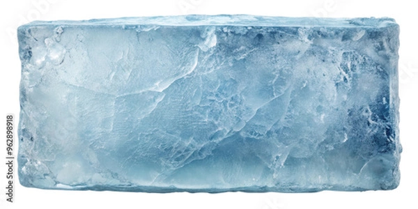 Fototapeta Rectangular ice block with a frosted, textured surface. Ideal for beverage presentations, food styling, and creative visual designs. Isolated on transparent background, png.