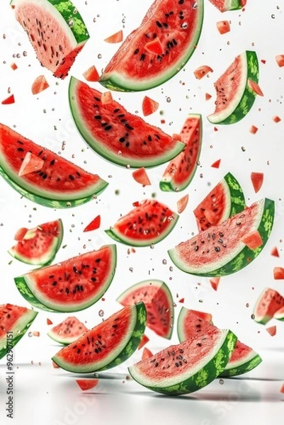 Fototapeta Watermelon Splash: A Refreshing Summer Treat