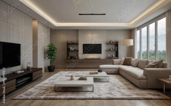 Fototapeta Modern luxury living room interior design