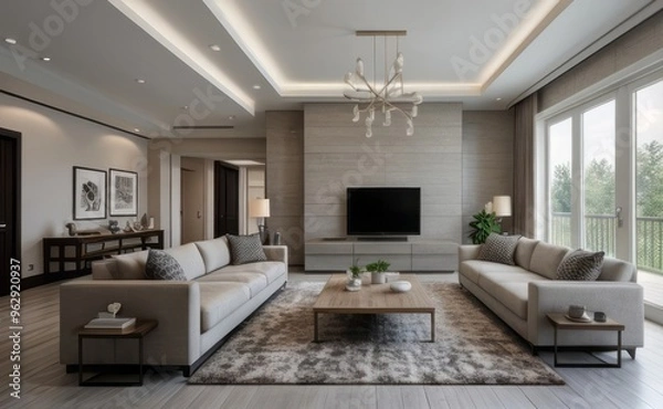 Fototapeta Modern luxury living room interior design