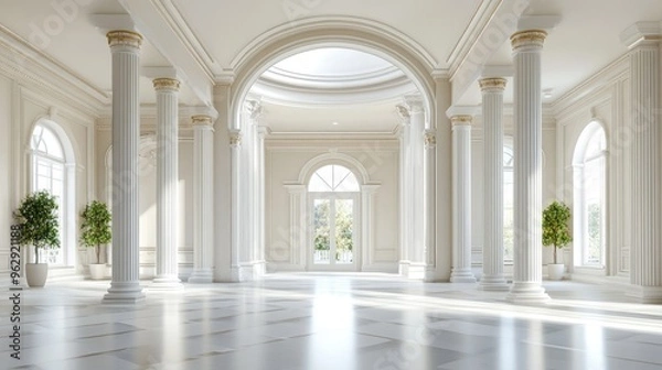 Fototapeta Classic semicircular interior design featuring columns in 3D rendering