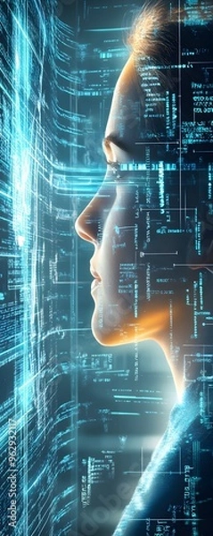 Fototapeta Woman in a Digital World.