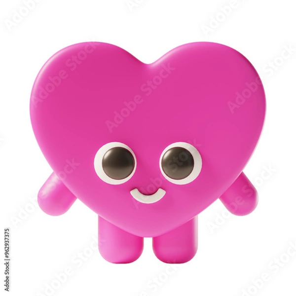 Obraz Cute heart shape 3d character