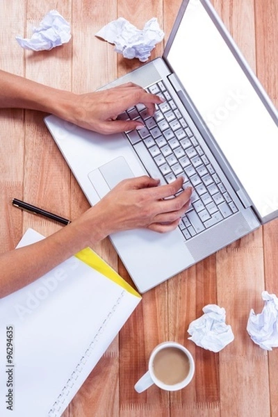 Obraz Part of hands typing on laptop