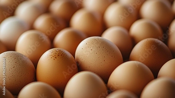 Fototapeta Closeup of Brown Eggs in a Carton, Showing Detailed Textures and Colors, Capturing the Essence of Freshness and Culinary Potential