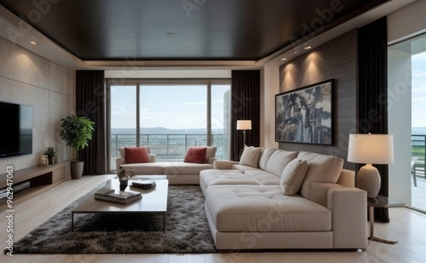 Fototapeta Modern luxury living room interior design